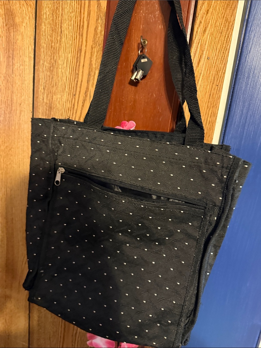 Black Polka Dot Tote Bag - Casual Everyday Bag